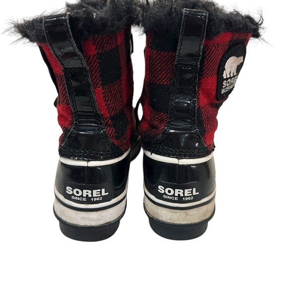 SOREL Women's/ Teen Black & Red Buffalo Plaid Winter Boots 5 Torino Waterproof - Picture 5 of 7